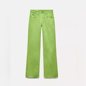 NWT Zara Green Wide Leg Mid Rise Pants